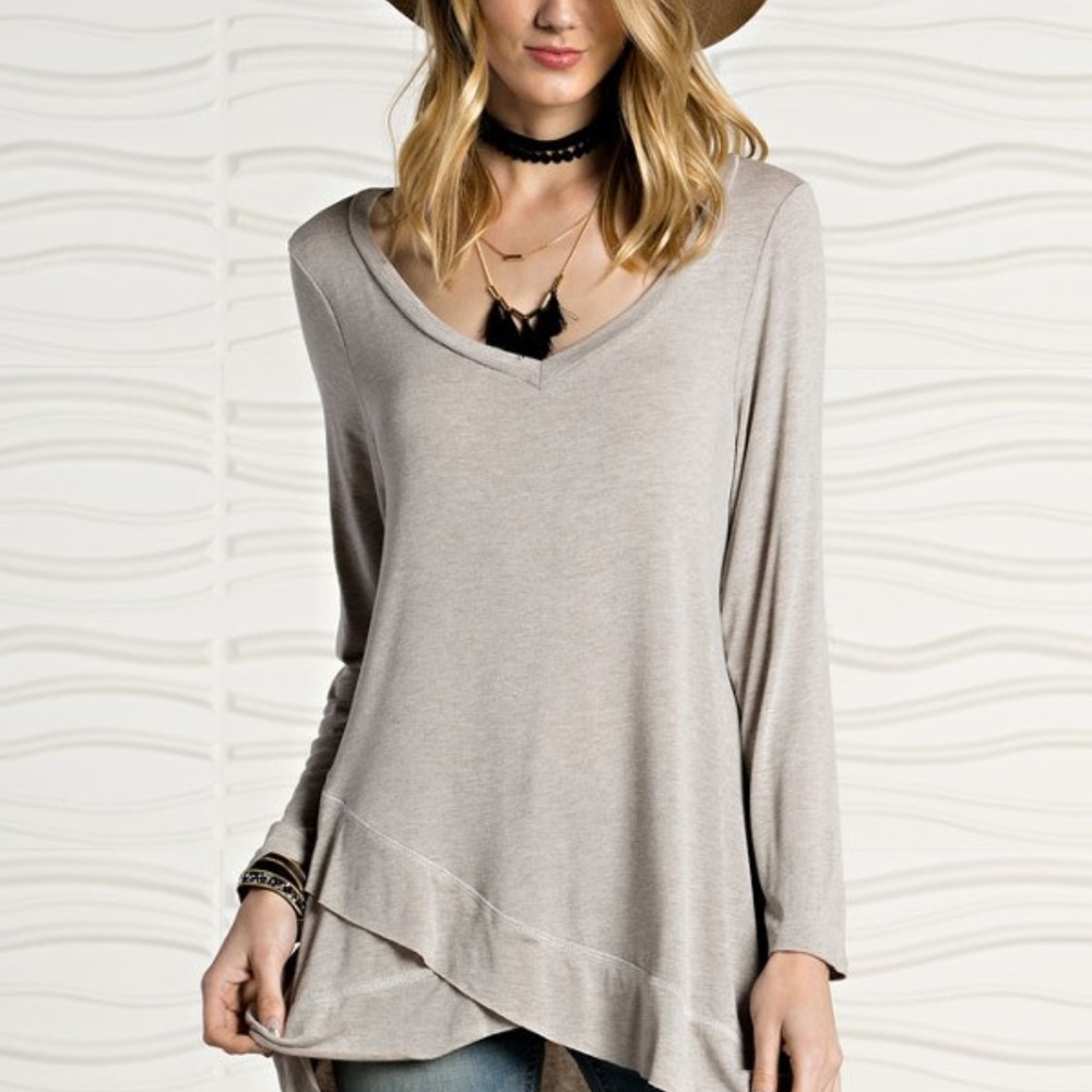 Womens sz S EASEL Taupe/Gray Comfy Tunic